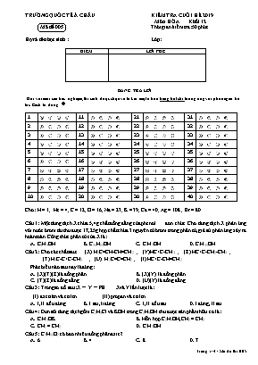 Đề kiểm tra cuối hè môn Hóa học Lớp 12 năm 2019 - Mã đề 005 - Trường Quốc tế Á Châu